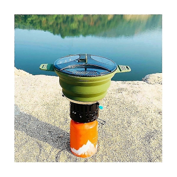 Silikon Hopfällbar Camping Vattenkokare Kastrull Bärbar Hopfällbar Värmebeständig Kokkärl Kastrull kompatibel med Utomhus