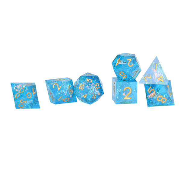 7-delt sett med polyhedral harpiks terninger RPG-spill terninger med skarpe kanter for brettspill matematikkundervisning