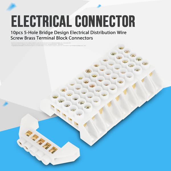 10 st 5-håls bryggdesign elektrisk distributionskabel skruv mässing kopplingsplintar