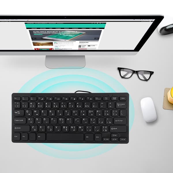 Kablet Mini Bærbart Arabisk Tastatur USB Interface til Stationær Computer Ultratyndt 78 Taster