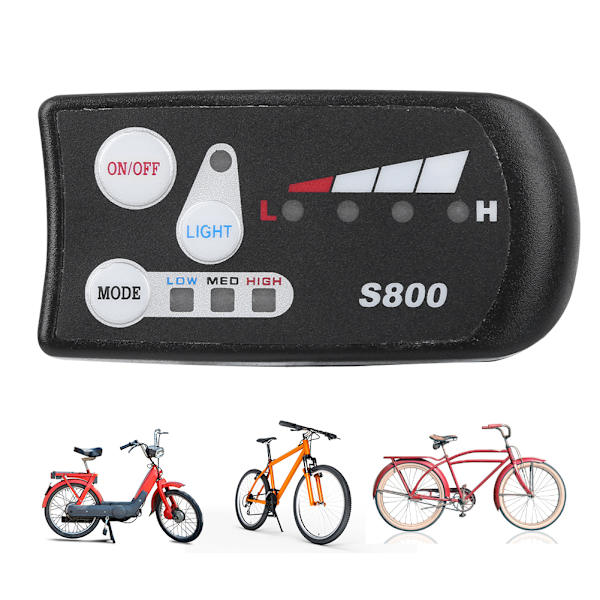 EBicycle Lithium Batteri LED Meter S800 Display Horisontal Sort/Hvid Skærm (36V )