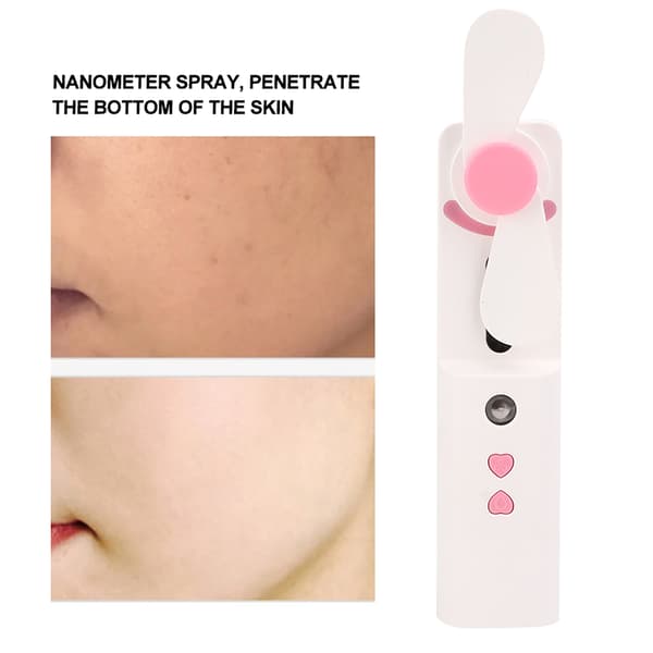 USB Nanometer Atomizer Bärbar Handhållen Hydrerande Sprutmaskin med Fläkt Rosa