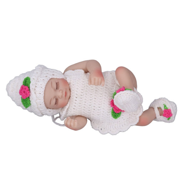 Nyfödd babydocka 10 tum silikon söt naturtrogen spädbarnsdocka med stickade kläder födelsedagspresent ögon stängda flickdocka