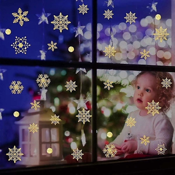 Dekorasjonsklistremerker, Jule-snøfnuggklistremerker, Julevindusklistremerker for hjemmet