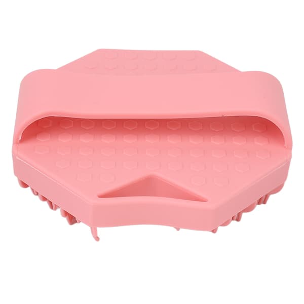 Silikon kroppsskrubber eksfolierende mild ergonomisk matkvalitets silikon badebørste med hull rosa