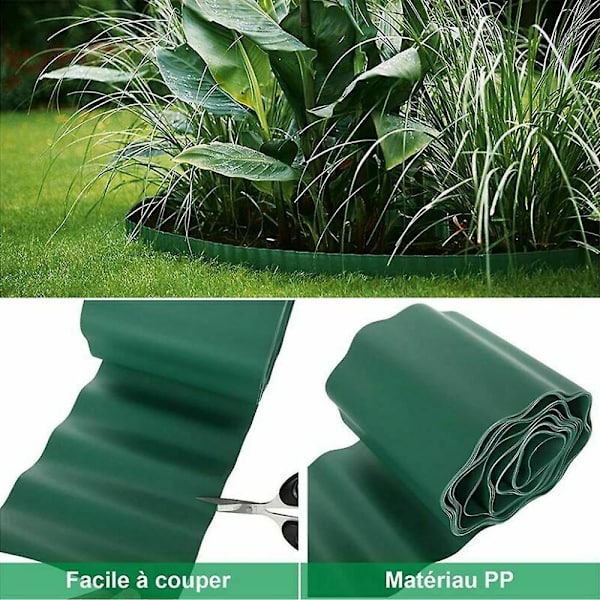1 stycke flexibel trädgårdsbård 9m 15cm, plastgrässtaketkant för utomhusträdgård PVC - Grön flexibel trädgårdskantkant