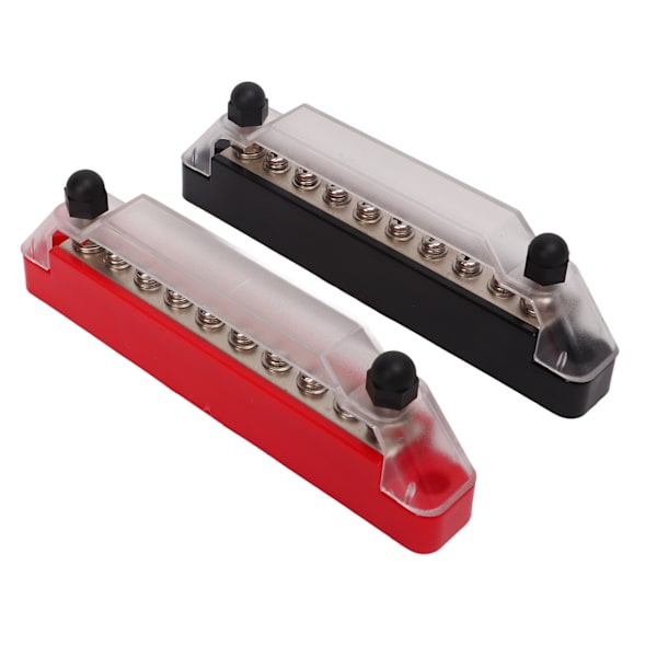 1 par strømfordelingsblokk 10 terminal 48V 150A M6 stud M4 skrue samleskinne for bilbåt 2PCS M6 studs, 8PCS M4 skrue