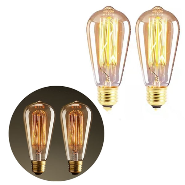 6 st E27 Retro LED-lampor 40W för matsal vardagsrum sovrum badrum