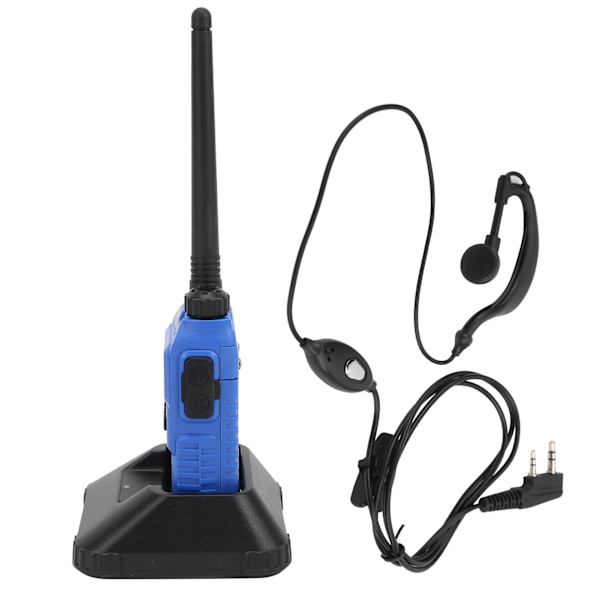 Bærbare Walkie Talkies Sæt Håndholdt LCD Display Walky Talky med Øretelefon 100‑240VBlå EU Stik 100‑240V