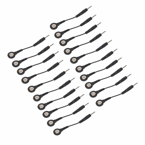 20 stk Black Snap Electrode Wire Elektrode Bly ledninger til TENS Machine Digital Treatment Machine 2 Tommer