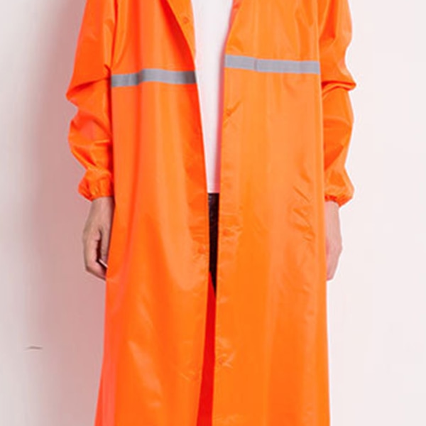 Lang regnfrakke fortykket reflekterende regnfrakke genanvendelig poncho vandtæt stilfuld lang regnjakke til udendørs orange XL