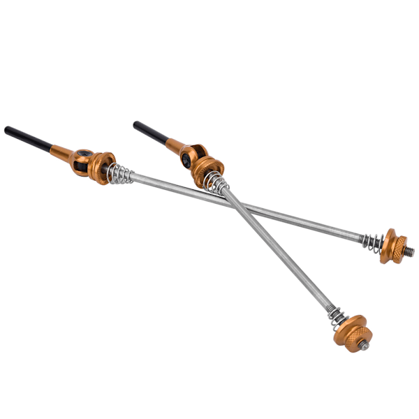 Ett par 6061 aluminiumlegering TC4T titanlegering cykel snabbkopplingsspak Framre bakhjulsspettset Gyllene