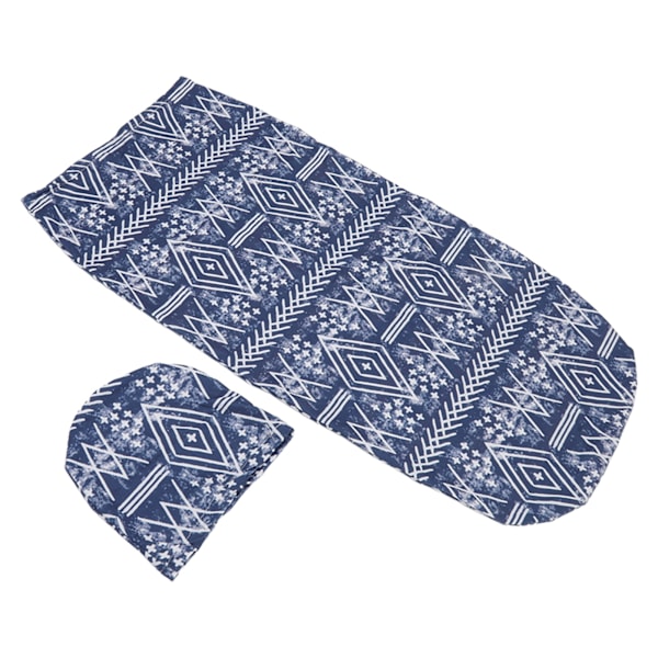 Mjuk elastisk anti-skräck baby swaddle filt hatt set nyfödd wrap baby hatt set för 0 till 3 månader baby marinblå ränder