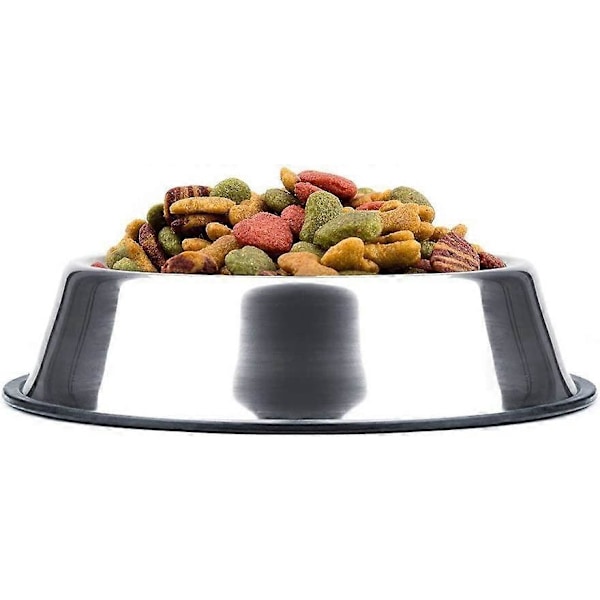 Rustfri Stålskål med Gummibase til Små og Mellemstore Hunde, Kæledyr, Mad- og Vandskåle, Perfekt Valg (2 Pak)