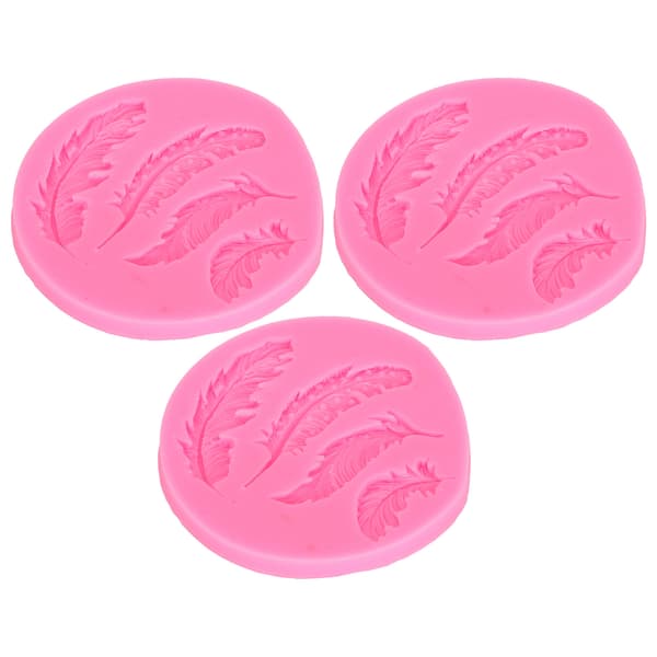 3 stk. silikoneforme med fjerdesign DIY chokoladekage fondant bageform værktøj