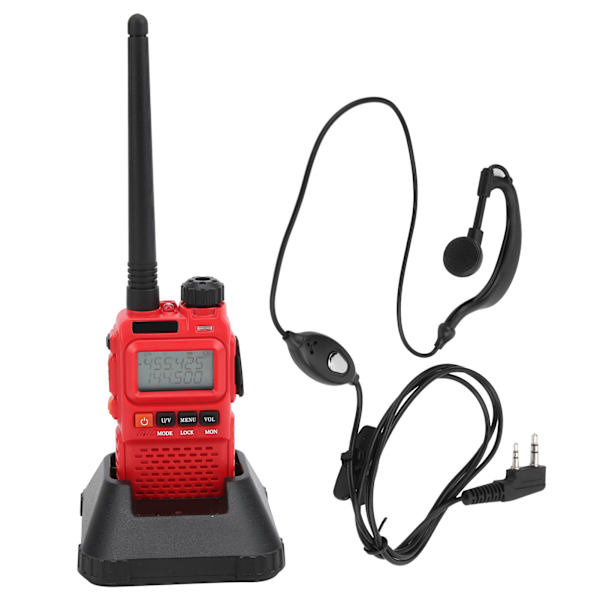 Kannettavat Walkie Talkie -sarja Kädessä pidettävä LCD-näyttö Walky Talky Kuulokkeilla 100‑240V Punainen EU-pistoke 100‑240V