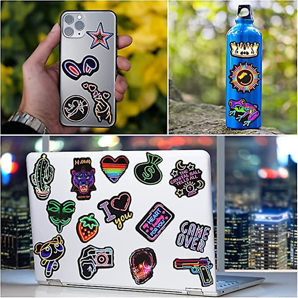 Klistremerker 50 stk Klistremerker Merke Neon Klistremerker Vanntette Vinyl Klistremerker Estetisk For Laptop Skateboard Telefon MacBook iPad Kofferter Mtb Bil Sykkel Motor