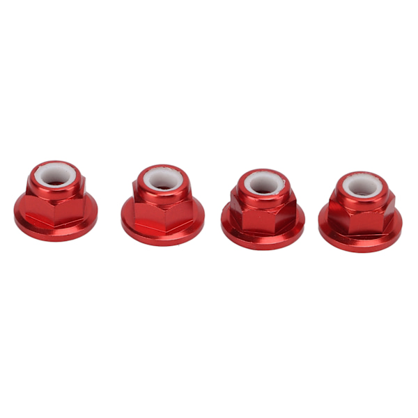 4 st RC-bilmuttrar M4 i aluminiumlegering, 4 mm innerdiameter, tillbehör till RC-bil för 1/10 fjärrstyrd bil, röd