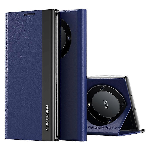 For Honor X9a 5G/Magic5 Lite 5G Elektroplettering PU Læder Flip Stand Telefon Cover Case Sort