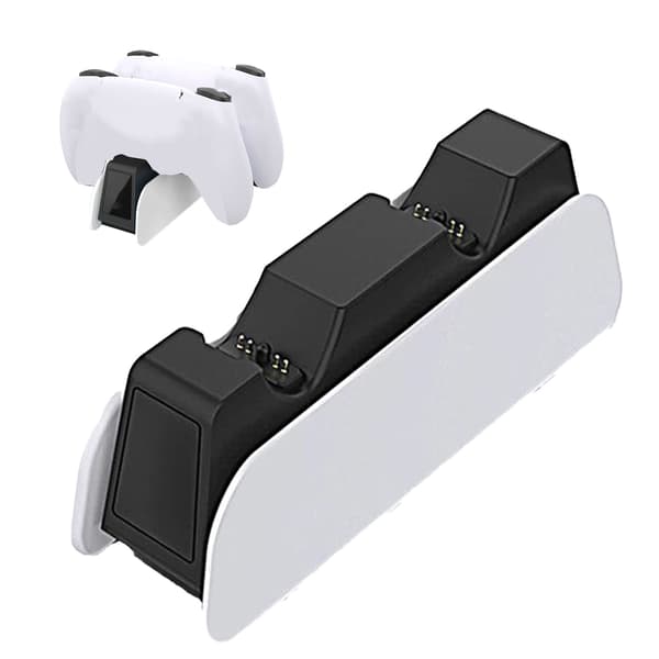 Controller-ladestation Smart Effektiv Hurtig Dobbelt Opladningsdock med LED-indikator til PS5 Sort Hvid