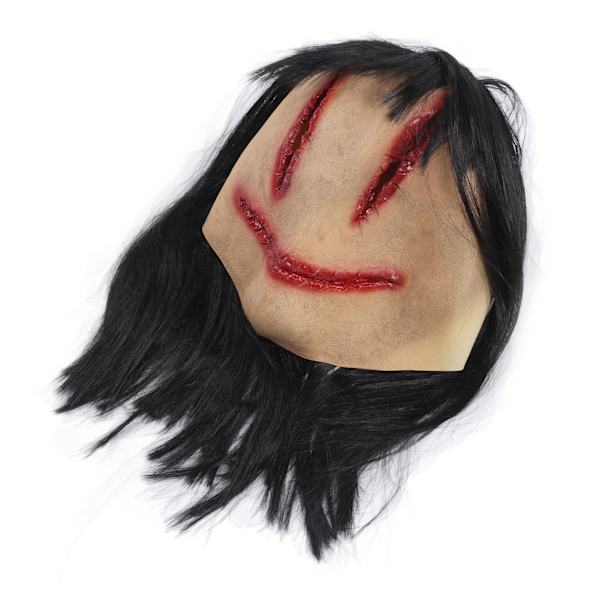Halloween Ghost Mask Scary Weird Horror Devil Mask med långt hår för Haunted House Dress Up Props Cosplay