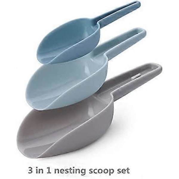 Plastskje Sett Kjæledyr Mat Skje Valpe Mat Scoop Måleskje Tørrfôr Skje Multifunksjonelt Praktisk Skje Sett 3 Deler Nesting Design