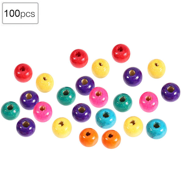 Färgglada runda träpärlor DIY Craft Pärlor Smycketillverkningsmaterial6mm