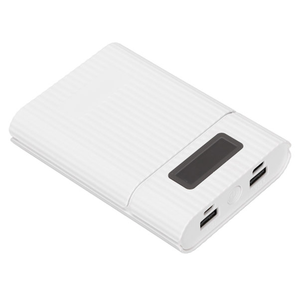 M09B 4x18650 Batterilagringsbox Micro Typ C Ingångsport Bärbar DIY Power Bank Kit Vit