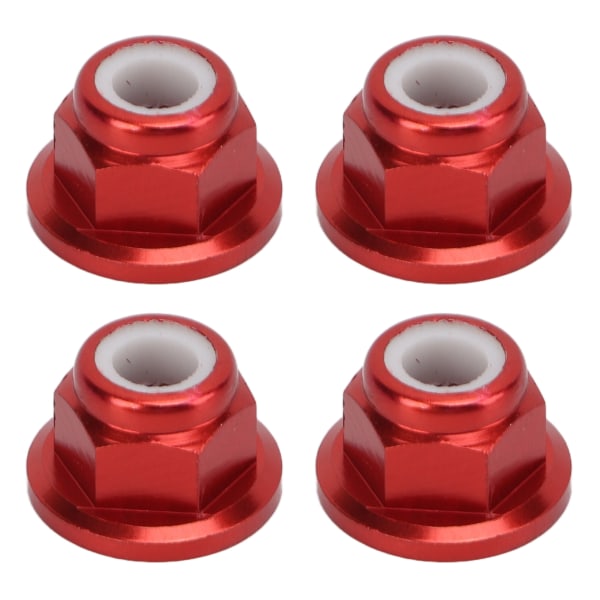 4 st RC-bilmuttrar M4 i aluminiumlegering, 4 mm innerdiameter, tillbehör till RC-bil för 1/10 fjärrstyrd bil, röd