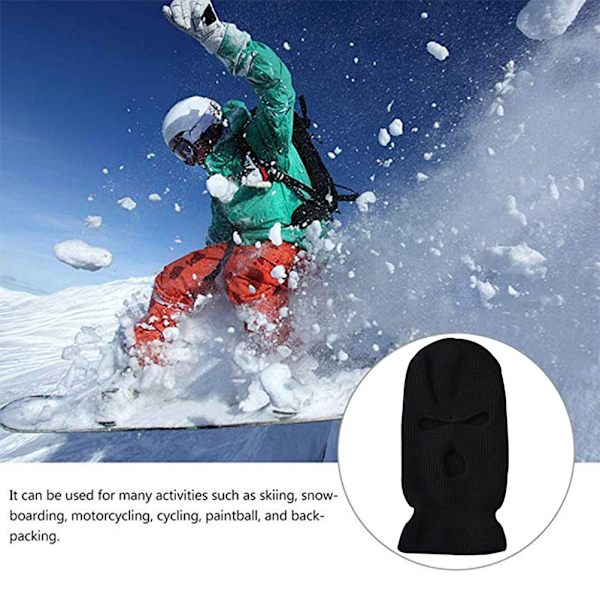 2 stk 3 hull Balaclava strikket ansiktsdeksel lue sett vinter vindtett skimaske par lue for menn kvinner utendørs sykling ski