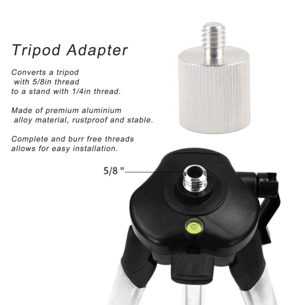 1st Laser Leveler Stativ Adapter Konverteringskontakt 5/8in till 1/4in Bracket Tillbehör-silver