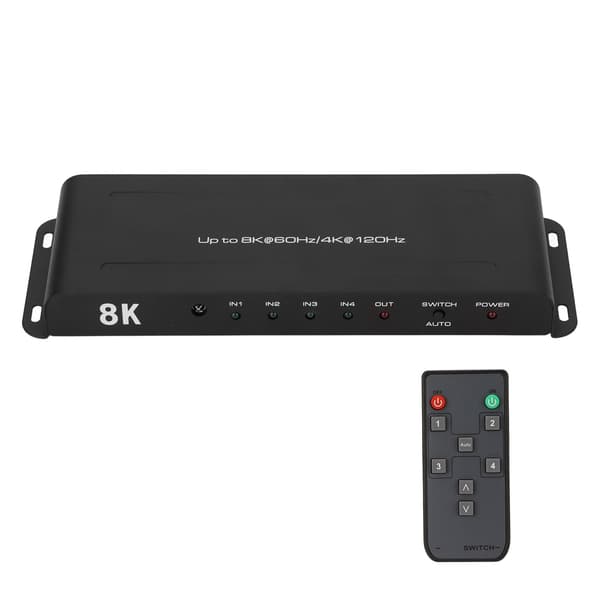 HD Multimedia Interface Switcher 4 Port Understøtter 8K 60Hz 4K 120Hz HDR HD Multimedia Interface Switcher 100‑240V US Stik