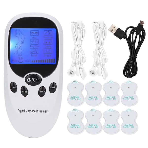 Digital Elektronisk Dobbelt Output Massager Muskelstimulator Smertelindring Massageinstrument
