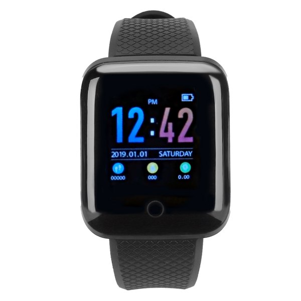 D13 Svart 1,3 tums färgskärm Watch Puls Blodtryck Sleep IP67 Vattentätt Smart Armband Svart