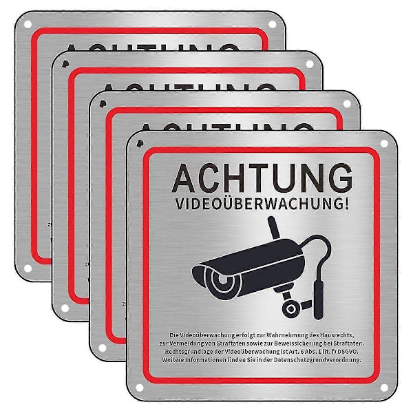 Videoovervåkingsskilt, Videoovervåking Privat Eiendom, 15 X 15 cm Metall Advarsel Videoovervåking