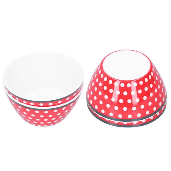 4PCS 6in Salladsskål Middagsserveringsskål Set Köks Imitation Porslin Servis Röda Prickar