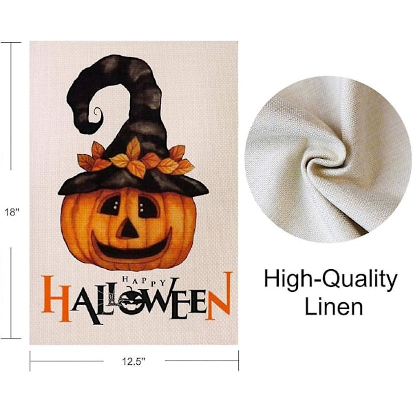 Gysende Græskar Halloween Haveflag - 12,5\" x 18\" Dobbeltsidet Burlap Efterårs Græskar Haveflag