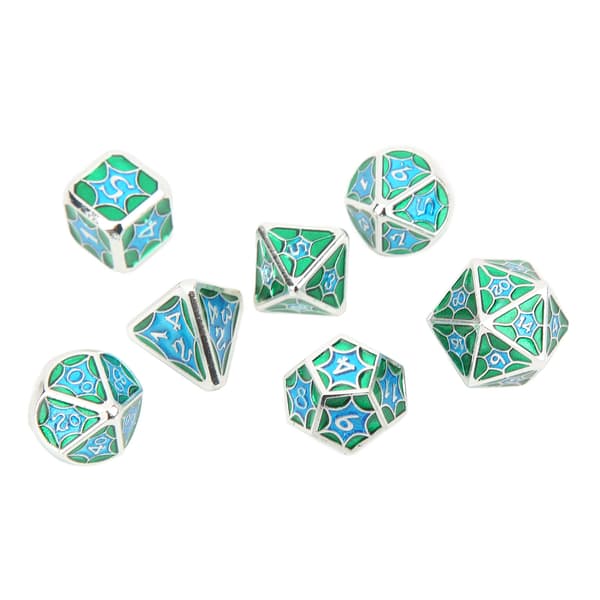 7PCS Polyhedral Number Dice Set Lätt att läsa Bra balans Aluminiumlegering för bordsbrädspel