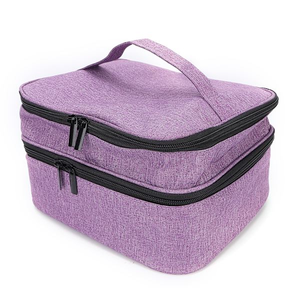 Kätevä kynsilakan matkakassi, kaksikerroksinen kynsilakan säilytyskassi, meikkipussi, violetti