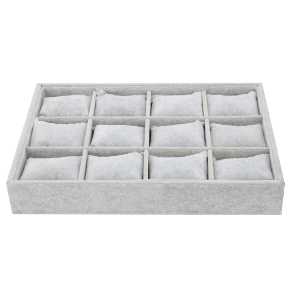 12 Grids Watch Oppbevaringsboks Armbånd Veske Organizer Smykker Display Container med pute