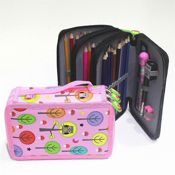 Pencil Case med 3 Rum, penalhus, poseboks Navy blå