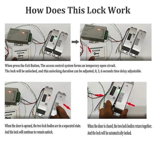 Elektrisk Drop Fail Secure DC12V/24V Lukker Når Der Ikke Er Strøm