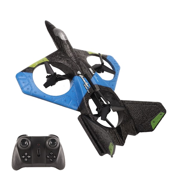 RC-flygplan med LED-lampa 2,4 GHz Super Remote Glider för pojkar och flickor födelsedagspresenter Blå tre batterier
