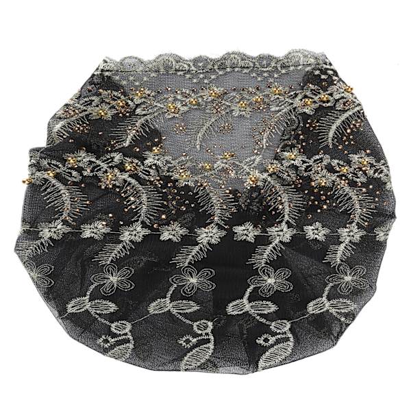 Turbanhuvudband, elegant, broderad fjäderstil, europeisk retrohatt för kvinnor, svart