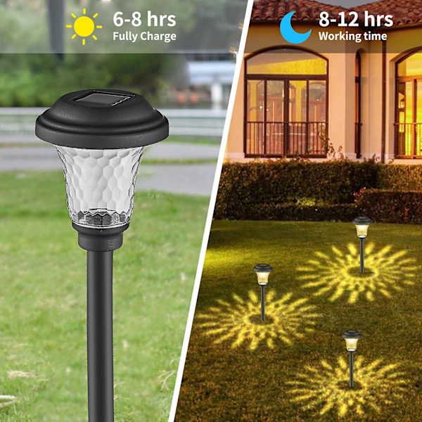 Solcellslampor för trädgård - Ljusstark utomhusbelysning för gångväg, uteplats, trädgård och gräsmatta (3-pack)