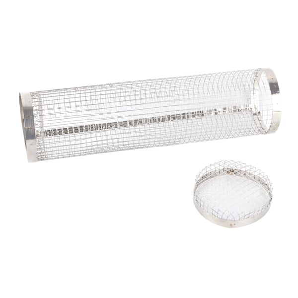 Roterende grillkurv i rustfritt stål, universell roterende sprøkurv med krok for BBQ pommes frites 30 cm/11,8 tommer