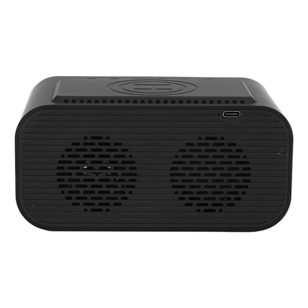 Trådløs opladning Bluetooth-højttaler Multifunktion 15W hurtigopladning FM-radio Sovetimer Dobbelt alarmhøjttalere Sort