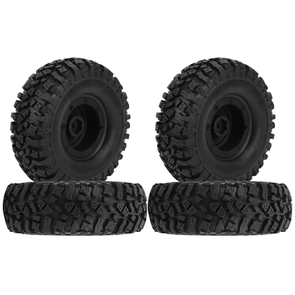 4 kpl 1/10 RC Crawler 1,9 tuuman alumiinivanteet ja 115 mm kumirenkaat D90/F350/SCX10 musta