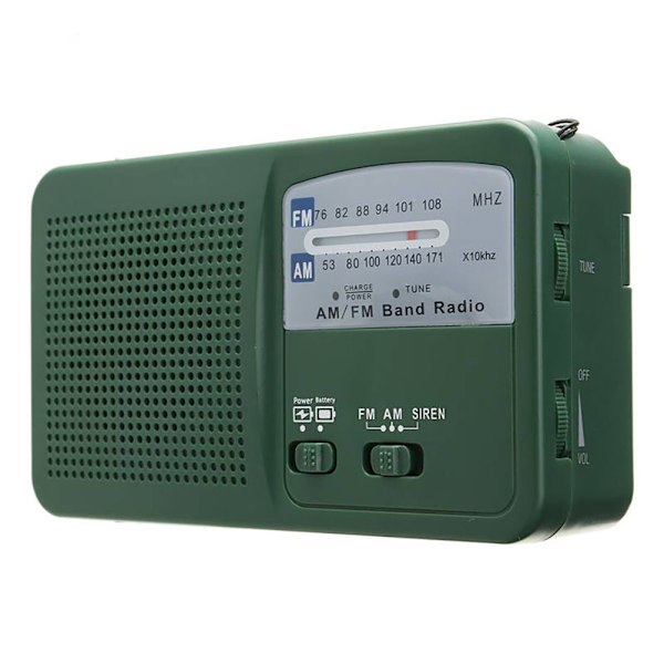 Handvevad radio multifunktionell AM FM-radio med LED-ficklampa nödladdare