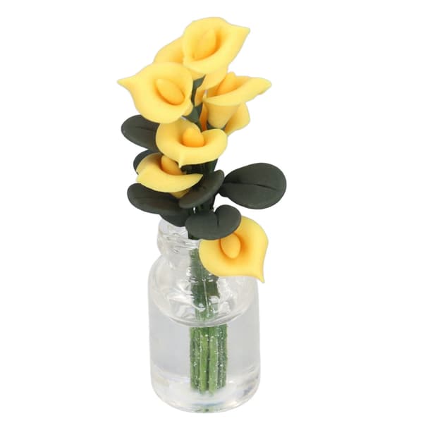 1:12 Dockhusblomma Levande Elegant Miniatyrblomma med Glasflaska Hantverksdekoration Barnpresent